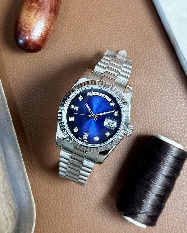 Daydate Blue Vignette Crystal Modded Watch